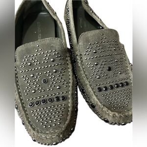 Donald J Pliner Suede Studded Loafers, Women’s Size 7.5M, Olive Green